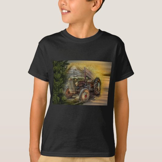 T-shirt Vintage Green Tractor Rustic (Devant)