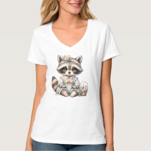 T-shirt Vintage habillé Cottagecore Raccoon Pastel