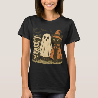 T-shirt vintage Halloween Chat Noir Trio | Cute Mu