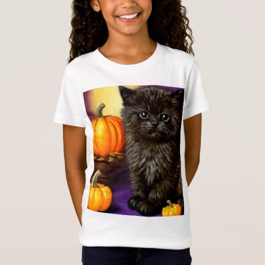 T-Shirt Vintage Halloween Kitten (Devant)
