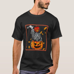 T-shirt Vintage Halloween Squelette Citrouille Épice Latte