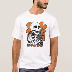 T-shirt Vintage Halloween Squelette Citrouille Épice Latte