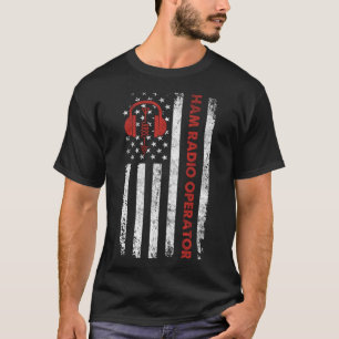 T-shirt Vintage Ham Radio Amateur Patriotique USA Flag Rad