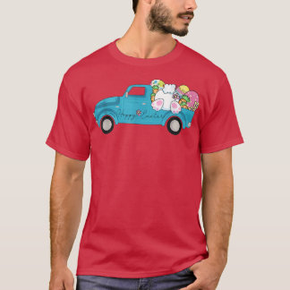 T-shirt Vintage Happy Pâques Pickup Camion Bunny Eggs Homm