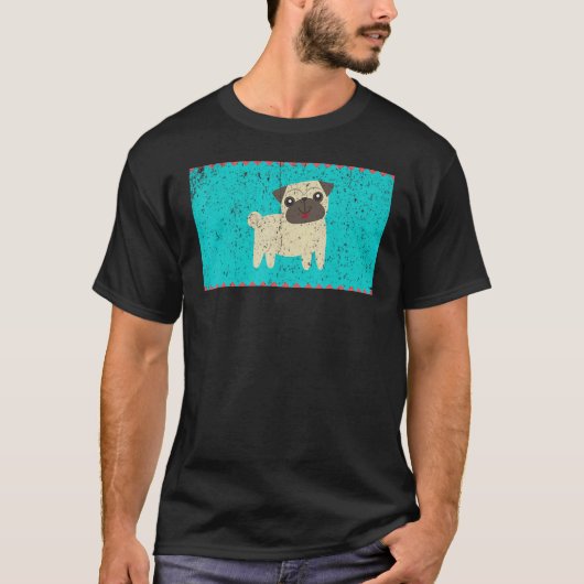 T-shirt Vintage Happy Pug Face Mask (Devant)