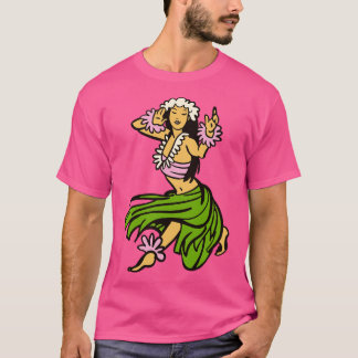 T-shirt Vintage Hawaiian Hula Dancer toon Retro Hula Girl