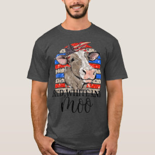 T-shirt Vintage Heifer US Drapeau Rouge Blanc Et Lune 4 ju
