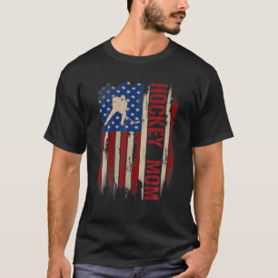 T-shirt Vintage Hockey Maman Américaine Etats-Unis Drapeau