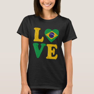 T-shirt Vintage I Love Brésil Drapeau Coeur Brésilien Raci