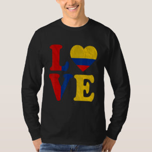 T-shirt Vintage I Love Colombia Drapeau Coeur Colombien Ra