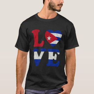 T-shirt Vintage I Love Cuba Drapeau Coeur des racines cuba