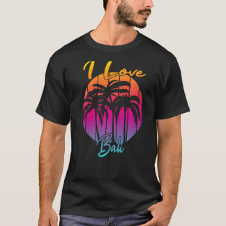 T-shirt Vintage Indonésien Vacances Bali Palm Trees I Lov