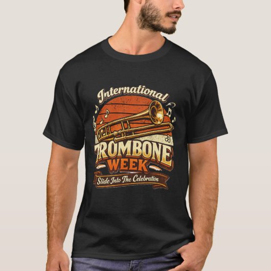 T-shirt Vintage International Trombone Week Trombone Playe (Devant)