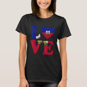 T-shirt Vintage J'aime Haïti Drapeau Coeur des racines haï