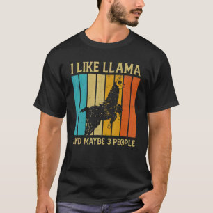 T-shirt Vintage J'aime Lama Et Peut-être 3 Personnes Fem