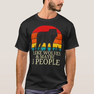 T-shirt Vintage J'Aime Les Loups & Peut-Être 3 Personnes A