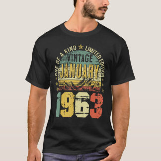 T-shirt Vintage janvier 1963 60e anniversaire Hommes