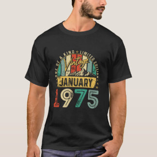 T-shirt Vintage Janvier 1975 50 Ans Rétro Anniversaire M