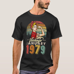 T-shirt Vintage janvier 1979 44e anniversaire 44 ans Wo