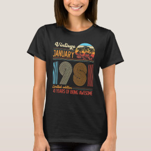 T-shirt Vintage Janvier 1981 41 Ans 41e Anniversaire De