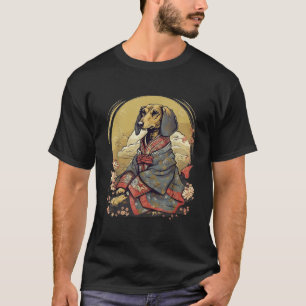 T-shirt Vintage japonais Art Samurai Dachshund Chien T Che
