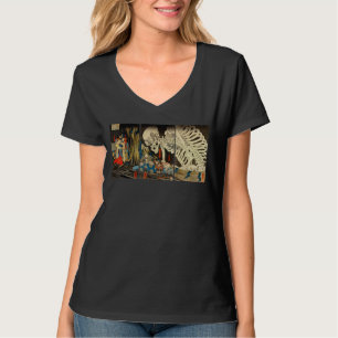 T-shirt Vintage japonais géant squelette d'horreur Art