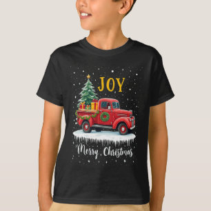 T-shirt Vintage Joyeux Camion rouge de Noël Vieux mode Ch