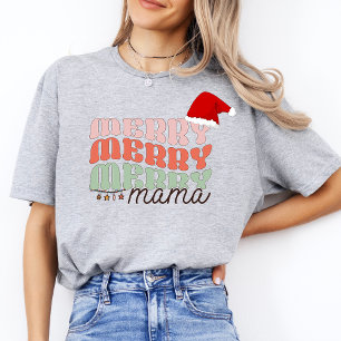 T-shirt Vintage Joyeux Mama Moderne Noël Rétro Femmes Mère
