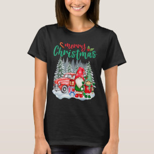T-shirt Vintage Joyeux Noël Gnomes Camion Rouge