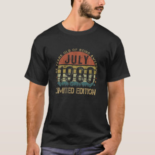 T-shirt Vintage Juillet 1980 42E Anniversaire Rétro 42 Ans