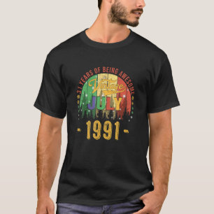 T-shirt Vintage juillet 1991 31 ans 31e anniversaire Aweso