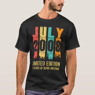 T-shirt Vintage Juillet 2008 14 Ans 14ème Anniversaire