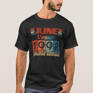 T-shirt Vintage Juin 1992 30E Anniversaire Cadeaux 30 Ans