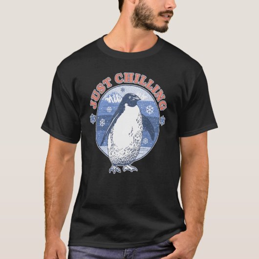 T-shirt Vintage Just Chilling Penguin (Devant)