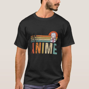 T-shirt Vintage Juste Une Fille Qui Aime Anime Mignonne Ad