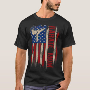 T-shirt Vintage Karate Maman Américaine Usa Drapeau Le Kic