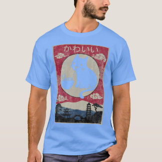 T-shirt Vintage Kawaii Cat Ramen Anime Japanese Kids Girls