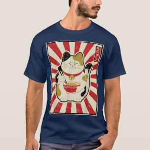T-shirt Vintage Kawaii Maneki Neko Mange Ramen Cute Japona