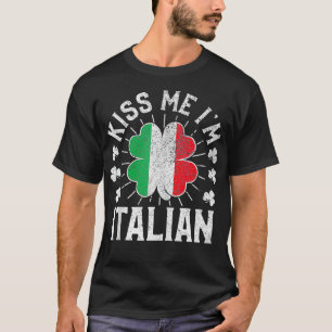 T-shirt Vintage Kiss Me Im Italien Drôle Jour de la Saint 