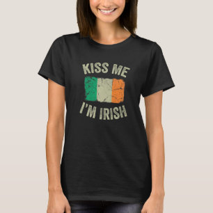T-shirt Vintage Kiss Me Je suis Irish Roots Irlande Drapea