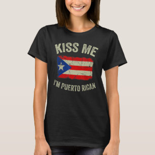 T-shirt Vintage Kiss Me Je suis Portoricaine Roots Porto R