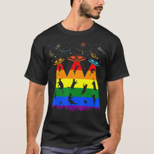 T-shirt Vintage Lgbt Cat Alien Enlèvement Gay pride Cat Lg