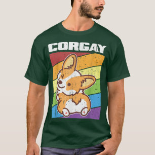 T-shirt Vintage LGBTQ Gay pride Rainbow Drapeau Corgi Corg