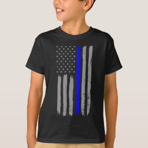 T-shirt Vintage Ligne Bleue Mince Chemise Police Soutien U