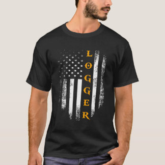 T-shirt Vintage Logger American Usa Drapeau Carpenter Cade