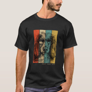 T-shirt Vintage Long Haid Dachshund Chien Maman Papa Enfan
