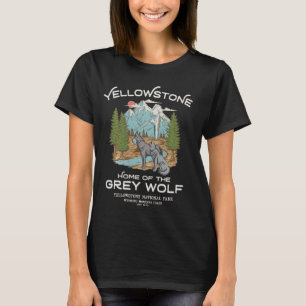 T-shirt Vintage Look Yellowstone National Park Grey Wolf