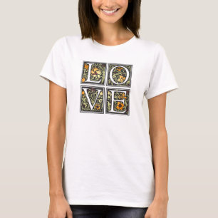 T-shirt Vintage Love Floral Typographie Valentine T-shir