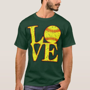 T-shirt Vintage LOVE Girls Softball Fastpitch Softball Lov