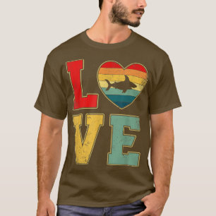 T-shirt Vintage Love Shark Retro les années 70 80s Coeur S